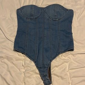 Jluxlabel denim corset bodysuit